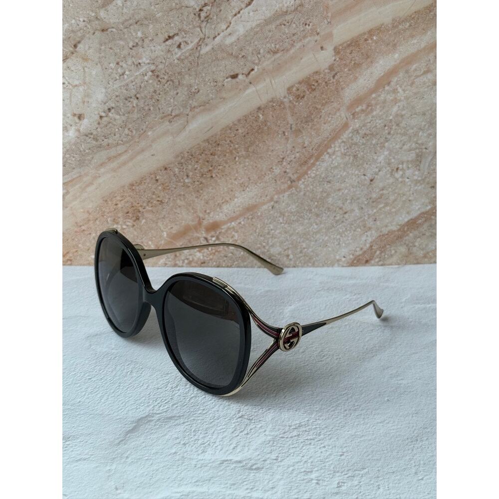 NEW Gucci GG0226SK Black Oval Oversized Sunglasses - Picture 4 of 10